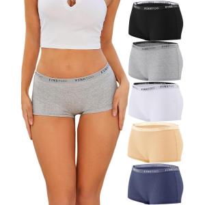 imageFINETOO Boyshort Underwear for Women Cotton Boxer Briefs Full Coverage Ladies BoyShorts Panties 5 PackC5pack