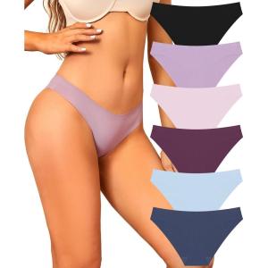 imageFINETOO 6 Pack Womens Underwear Seamless Bikini Panties Low Rise Cheeky Underwear Stretch Hipster Brief for LadiesC1 6 Packsblack1 Navy1 Wine1 Sky Blue1 Pink1 Violet1