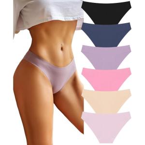 imageFINETOO 6 Pack Womens Underwear Seamless Bikini Panties Low Rise Cheeky Underwear Stretch Hipster Brief for LadiesC2 6 Packsblack1 Navy1 Violet1 Pink1 Nude1 Rose1
