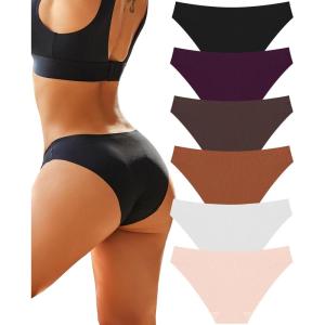 imageFINETOO 6 Pack Womens Underwear Seamless Bikini Panties Low Rise Cheeky Underwear Stretch Hipster Brief for LadiesC3 6 Packsblack1 Wine1 White1 Orange1 Nude1 Brown1