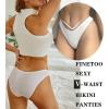 imageFINETOO Womens Underwear Cotton Bikini Rib Cheeky Panties Sexy Vshaped Waistband HipsterColor C