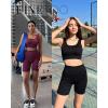 imageFINETOO Workout Sets for Women 4 Pieces Ribbed Crop Tank Shorts Active Gym Exercise High Waisted Sports Yoga Outfit SL