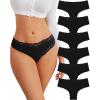 imageFINETOO Cotton Underwear for Women Lace Sexy Hipster Panties Womens Cheeky Pack 6 SXLBlack