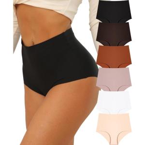 imageFINETOO Seamless Underwear for Women High Waisted No Show Panties Cheeky Bikini Breathable Briefs 6 PackT3