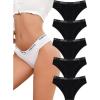 imageFINETOO Womens Underwear Cotton Cheeky Hipster Panties Sexy Breathable Stretch Underwear Elastic Waistband Bikini 5 PackBblack5 Pack