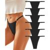 imageFINETOO Adjustable G String Thongs for Women Cotton Underwear Low Rise Tback Sexy Tangas Lace Trim Breathable 6 Pack SXLBlack