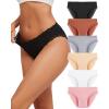 imageFINETOO Cotton Underwear for Women Sexy Cheeky Lace Bikini Panties Soft Breathable Womens Underwear 6 Pack6a