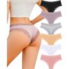 imageFINETOO Cotton Underwear for Women Sexy Panties Lace Hipster Low Rise Breathable Womens Cheeky 6 Pack SXLBlakcKhakiFloral GrayApricotWhitePink