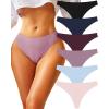 imageFINETOO Seamless Underwear for Women Sexy Thongs Low Rise No Show Ribbed Panties Womens Thong 6 pack XSXL