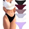 imageFINETOO 6 Pack Cotton Underwear for Women Cute Low Rise Bikini Panties High Cut Breathable Sexy Hipster Womens Cheeky SXLSet2pack