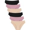 imageFINETOO 6 Pack Womens Seamless Hipster Underwear No Show Panties Invisibles Briefs Soft Stretch Bikini Underwears XSXLBlack  Beige  Khaki