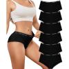 imageFINETOO Womens Underwear Cotton Hipster Sexy Panties Full Coverage Briefs Stretch Bikinis Comfortable Cheeky 6 PackBlack