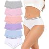 imageFINETOO Womens Underwear Cotton Hipster Sexy Panties Full Coverage Briefs Stretch Bikinis Comfortable Cheeky 6 PackColor B