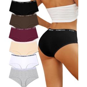 imageFINETOO Womens Underwear Cotton Hipster Sexy Panties Full Coverage Briefs Stretch Bikinis Comfortable Cheeky 6 PackColor a