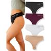 imageFINETOO 4 Pack High Waist Thongs for Women Breathable Underwear Soft Stretchy Nylon Spandex No Side Seam Panties4 Pack B