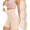 imageFINETOO High Waisted Tummy Control Underwear for Women Seamless Shapewear Panties Boy Shorts Ladies No Show Boxer BriefsBeige