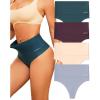 imageFINETOO Women Underwear High Waisted Thongs Tummy Control Seamless Thongs Shapewear No Show Panties 4 Pack S3XLC4pack