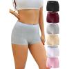 imageFINETOO Womens Cotton Boy Shorts Underwear Full Coverage Soft Boxer Briefs Panties for Lady Girls 6 PackBlackgrape Purpleash Graywhitepinkbeige