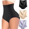 imageFINETOO Womens Light Tummy Control Shapewear Underwear High Waisted Seamless Panties Girdle Full Coverage Postpartum BriefsBlackbeigeblue