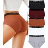 imageFINETOO Womens Underwear High Waisted Cotton Underwear for Women Soft Panties for Women Full Coverage Briefs 5 Pack5packblack1 White1 Grey1 Purple1 Brick Yellow1