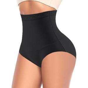 imageFINETOO Womens Light Tummy Control Shapewear Underwear High Waisted Seamless Panties Girdle Full Coverage Postpartum BriefsBlack