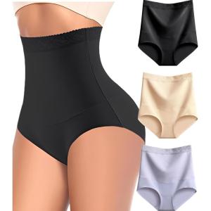 imageFINETOO Womens Light Tummy Control Shapewear Underwear High Waisted Seamless Panties Girdle Full Coverage Postpartum BriefsBlackbeigeblue
