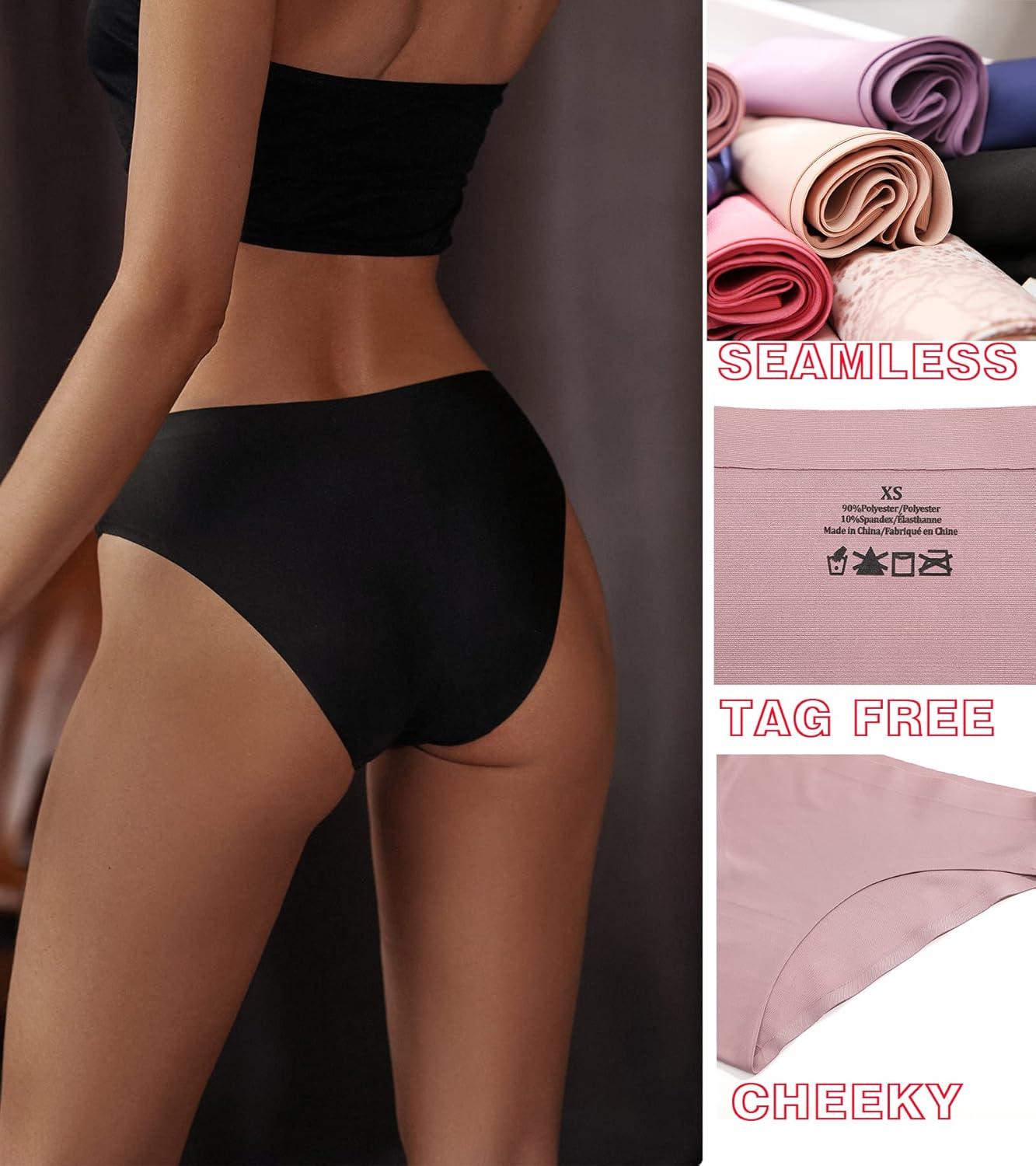 imageFINETOO 12Pack Womens Seamless Underwear No Show Cheeky Panties Invisibles Briefs Soft Stretch Bikini Hipster XSXLColor I