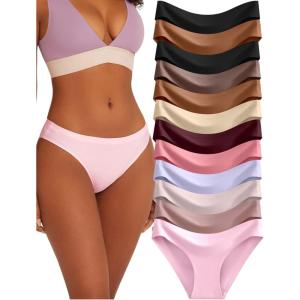 imageFINETOO 12Pack Womens Seamless Underwear No Show Cheeky Panties Invisibles Briefs Soft Stretch Bikini Hipster XSXLColor I