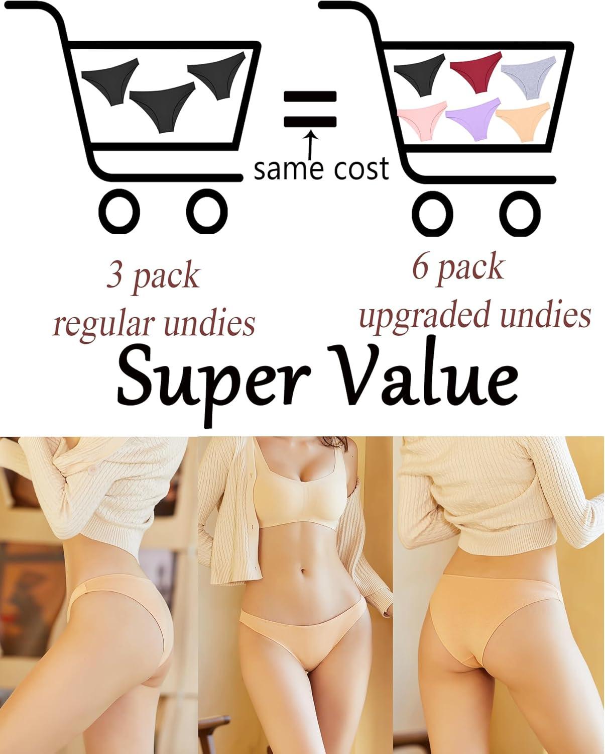 image6 Pack Cotton Underwear for Women Cute Low Rise Bikini Panties High Cut Breathable Sexy Hipster Womens Cheeky SXLSet4pack