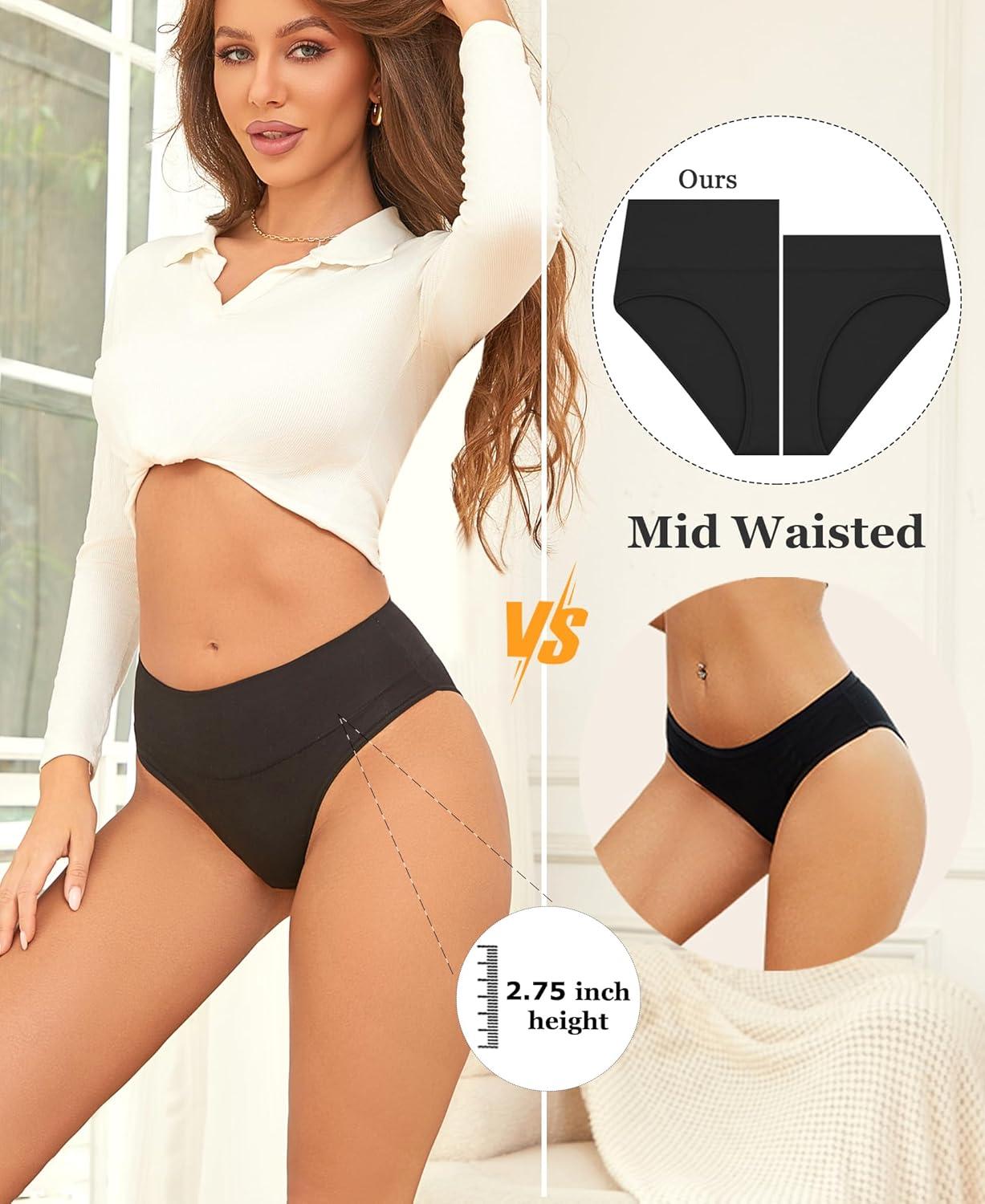 imageFINETOO Womens Underwear Mid Rise Cotton Panties Soft Stretch Ladies Briefs Comfortable Underwear women Pack 5B Packs