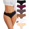 imageFINETOO Cotton Underwear for Women Sexy Panties Lace Hipster Low Rise Breathable Womens Cheeky 6 Pack SXLBlackapricopurplemoca Greybrick Yellowwhite