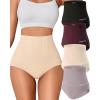 imageFINETOO Tummy Control Shapewear for Women Seamless Body Shaper Underwear High Waisted Panties Moderate Shaping Briefs S3XLA4pack