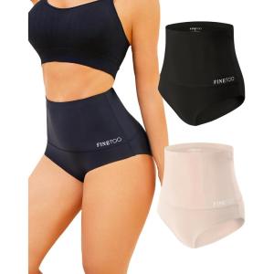 imageFINETOO Tummy Control Shapewear for Women Seamless Body Shaper Underwear High Waisted Panties Moderate Shaping Briefs S3XLA2pack