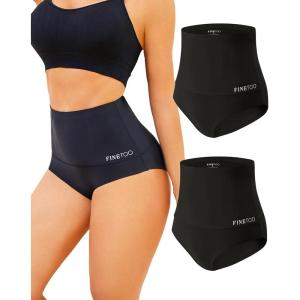 imageFINETOO Tummy Control Shapewear for Women Seamless Body Shaper Underwear High Waisted Panties Moderate Shaping Briefs S3XLB2pack