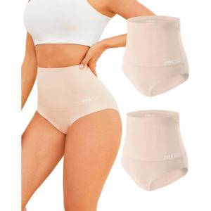 imageFINETOO Tummy Control Shapewear for Women Seamless Body Shaper Underwear High Waisted Panties Moderate Shaping Briefs S3XLC2pack