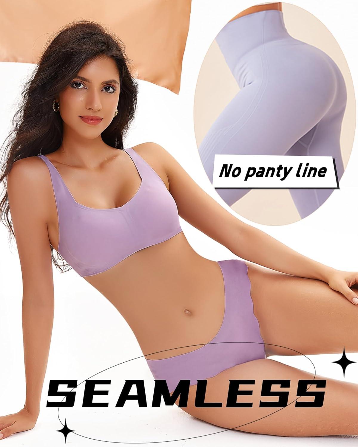 image6 pack Seamless Underwear for Women Sexy Low Rise Hipster Wave Edge No Show Bikini Panties Womens Cheeky SXLSet16pack