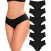 image6 pack Seamless Underwear for Women Sexy Low Rise Hipster Wave Edge No Show Bikini Panties Womens Cheeky SXLBlack