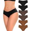 image6 pack Seamless Underwear for Women Sexy Low Rise Hipster Wave Edge No Show Bikini Panties Womens Cheeky SXLBlack2brown2coffee2