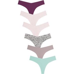 imageFINETOO Seamless Thongs for Women Sexy No Show Panties Invisible Vwaisted Stretch Ladies Underwear 6 PackE6pack