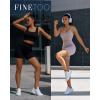imageWorkout Sets for Women 4 Pieces Ribbed Crop Tank Shorts Active Gym Exercise High Waisted Sports Yoga Outfit SLPack B