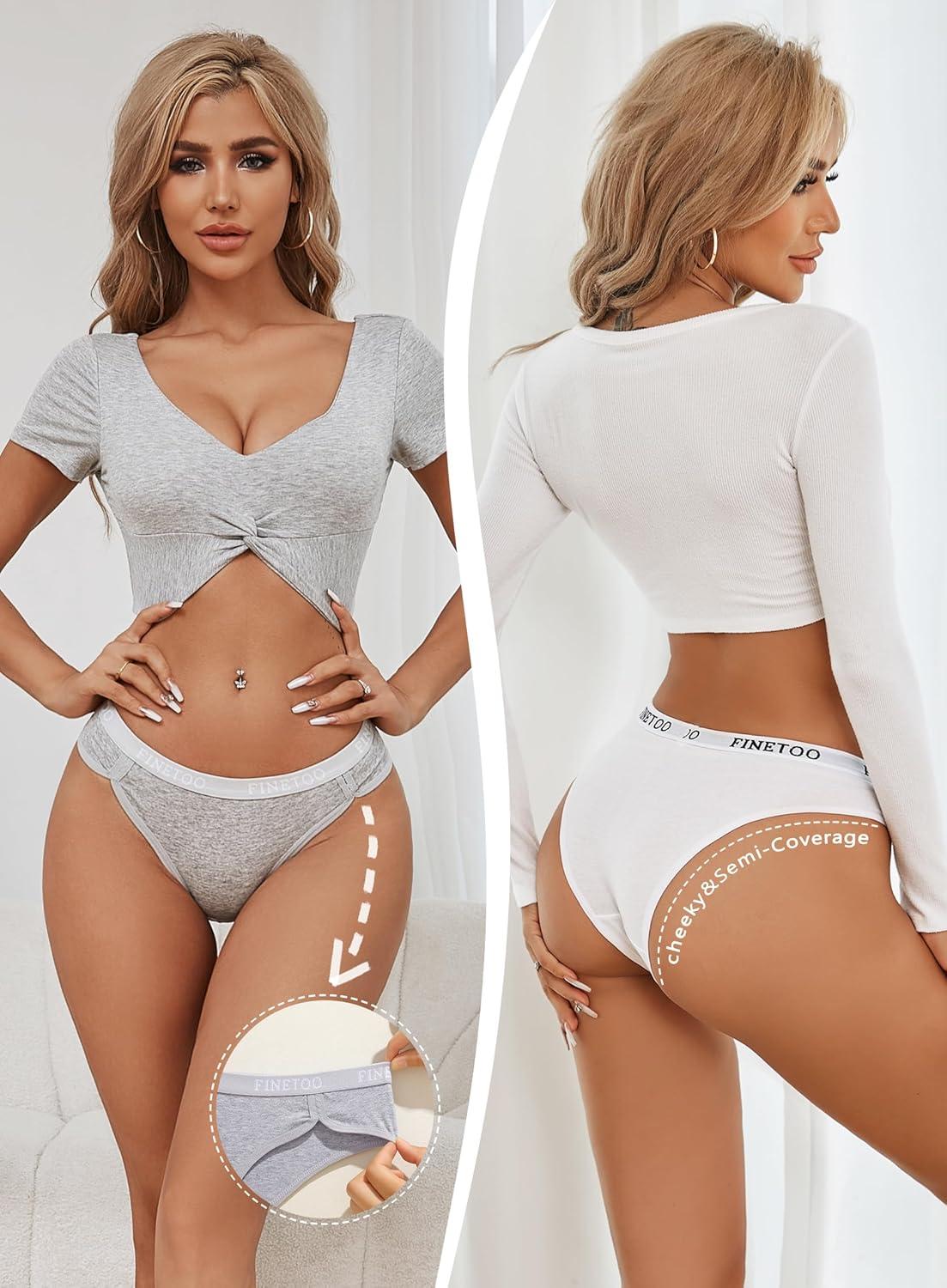 imageCotton Underwear for Women Cheeky Panties Sexy Hipster Bikini Underwear Elastic Waistband Stretch Briefs 5 PackEnude5 Pack