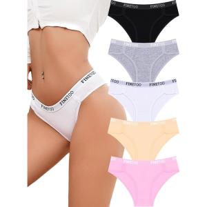 imageCotton Underwear for Women Cheeky Panties Sexy Hipster Bikini Underwear Elastic Waistband Stretch Briefs 5 PackCmulticolor5 Pack