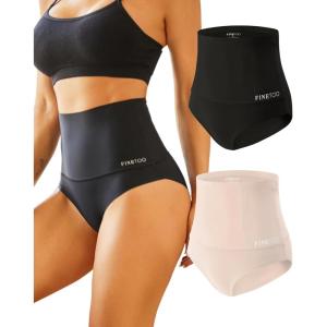 imageFINETOO Tummy Control Underwear Shapewear for Women Seamless High Waisted Panties Moderate Shaping Briefs S3XLA2pack