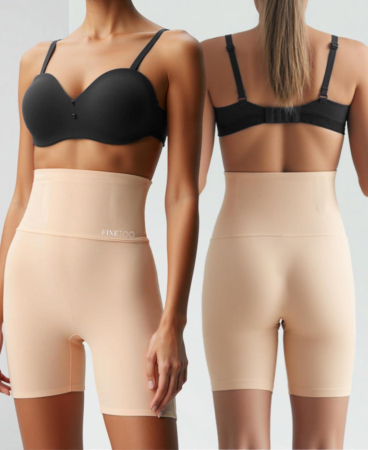 imageFINETOO HighWaisted Shapewear for Women Tummy Control Boy Shorts Seamless NoShow PantiesBeige