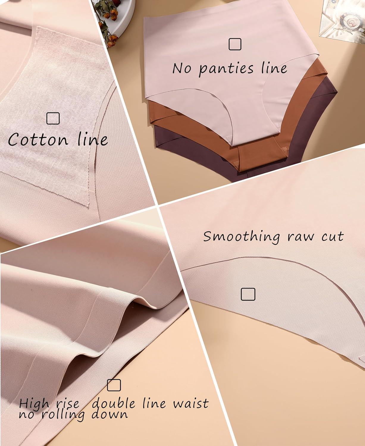 imageFINETOO Womens Underwear Seamless High Waisted Underwear for Women Silky No Show Briefs Breathable Panties for LadiesC 6pack