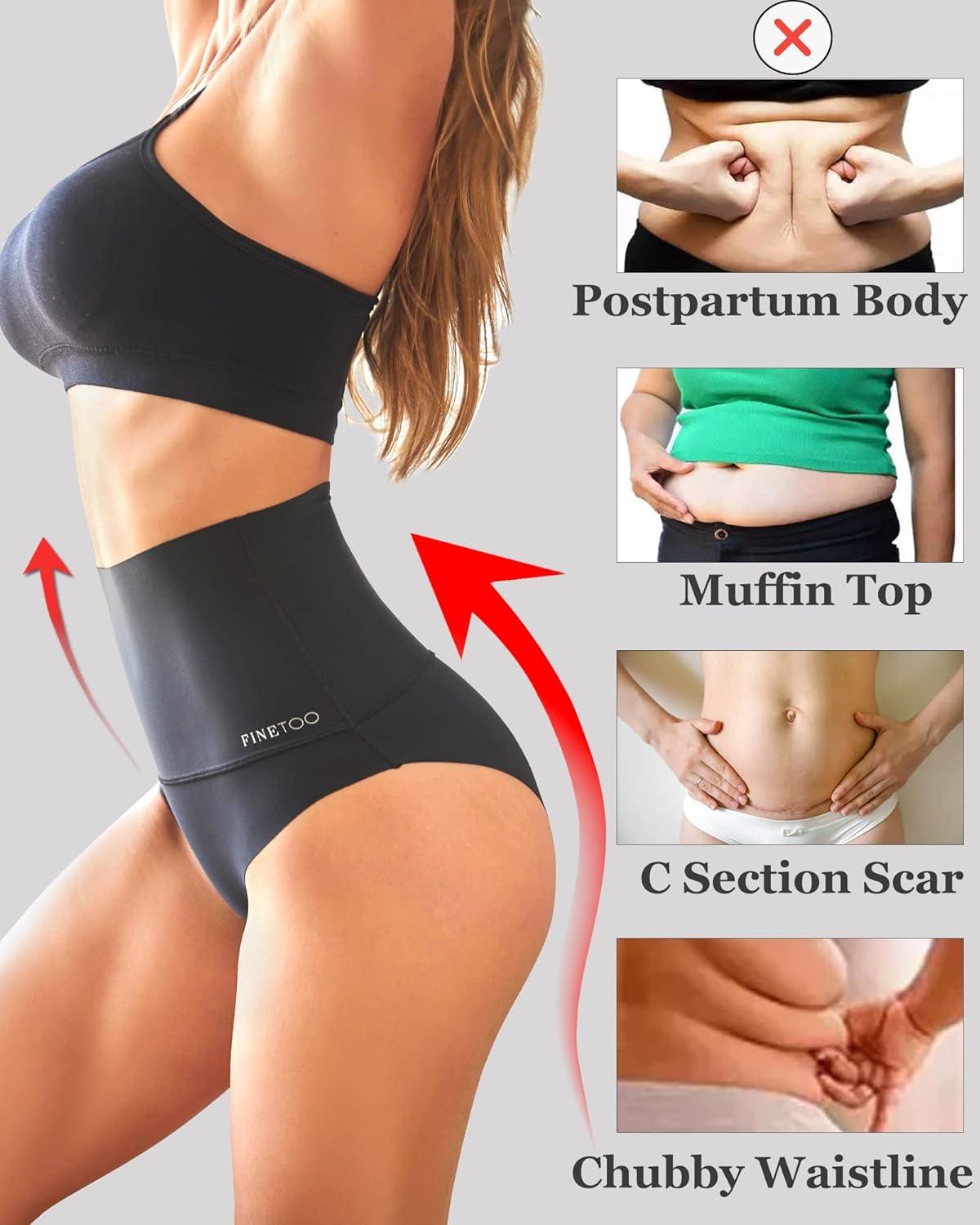 imageFINTETOO Light Tummy Control Underwear Women High Waisted Briefs Plus Size Shapewear Under Dress Ladies Panties SXXXLBlackblackblackblack