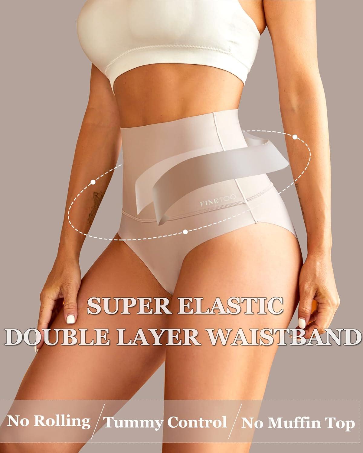 imageFINTETOO Light Tummy Control Underwear Women High Waisted Briefs Plus Size Shapewear Under Dress Ladies Panties SXXXLBlackblackblackblack