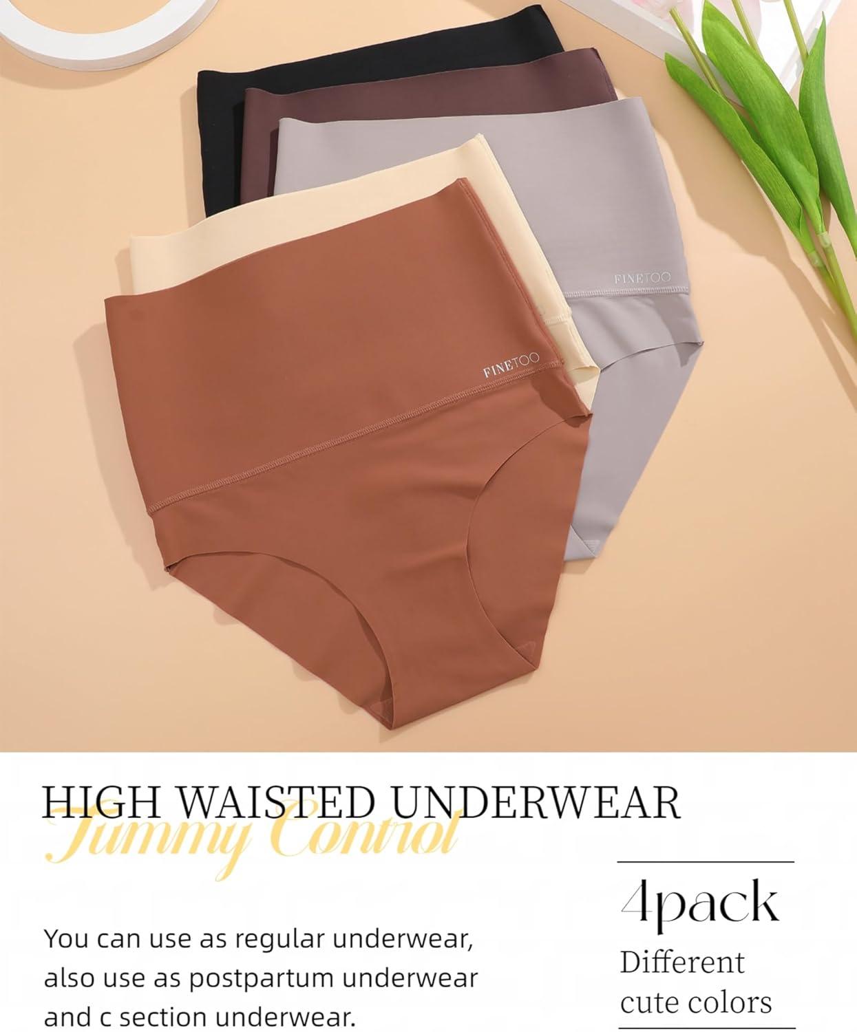 imageFINTETOO Light Tummy Control Underwear Women High Waisted Briefs Plus Size Shapewear Under Dress Ladies Panties SXXXLBlacknudebrowncoffee