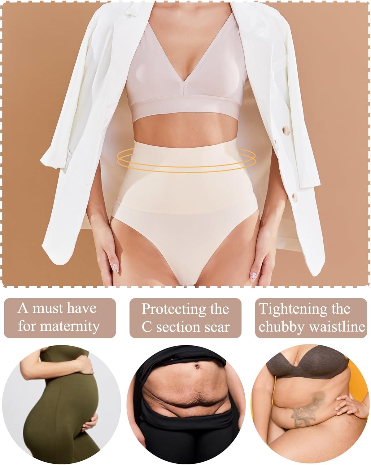 imageFINTETOO Light Tummy Control Underwear Women High Waisted Briefs Plus Size Shapewear Under Dress Ladies Panties SXXXLBlacknudebrowncoffee