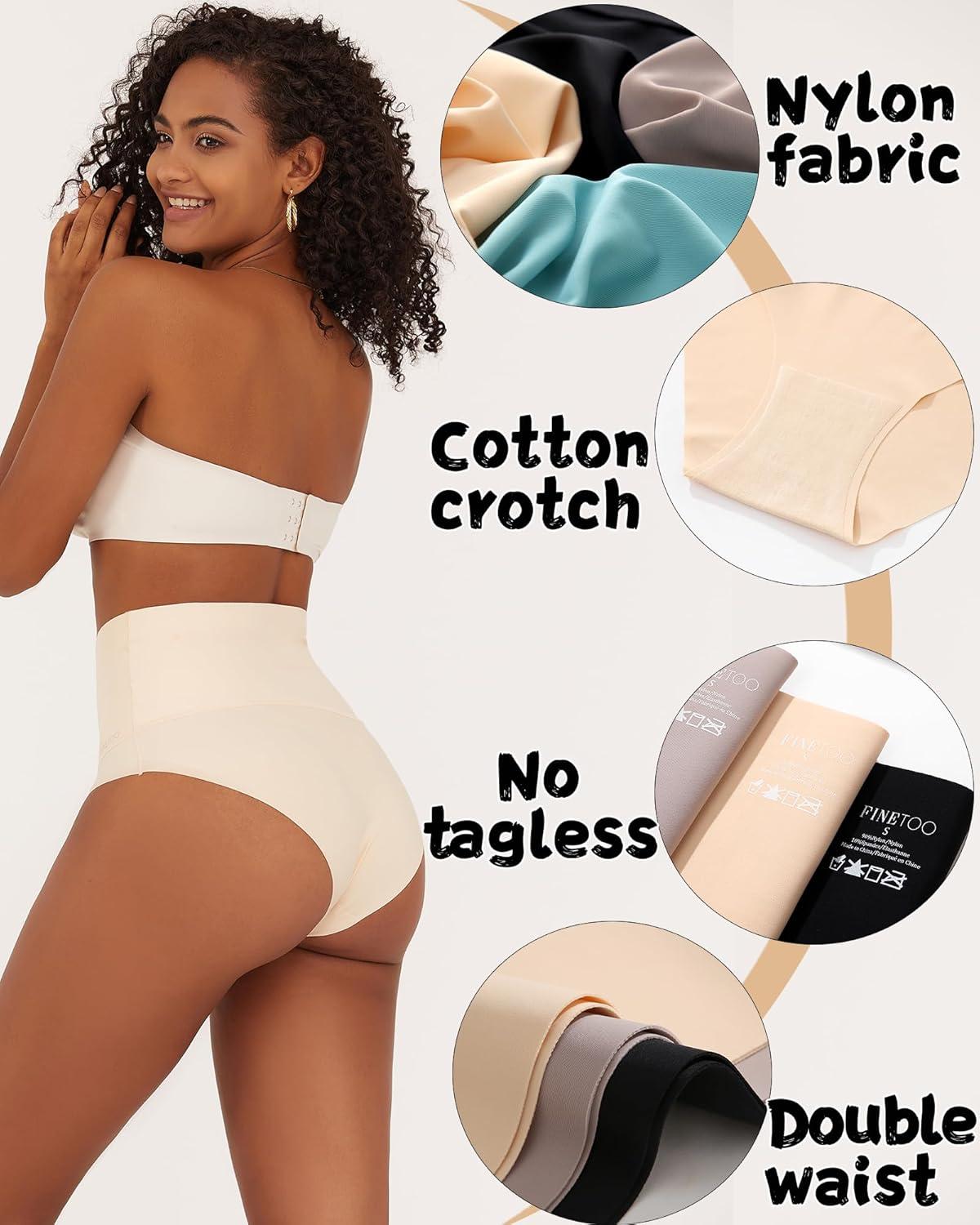 imageFINTETOO Light Tummy Control Underwear Women High Waisted Briefs Plus Size Shapewear Under Dress Ladies Panties SXXXLSet14pack